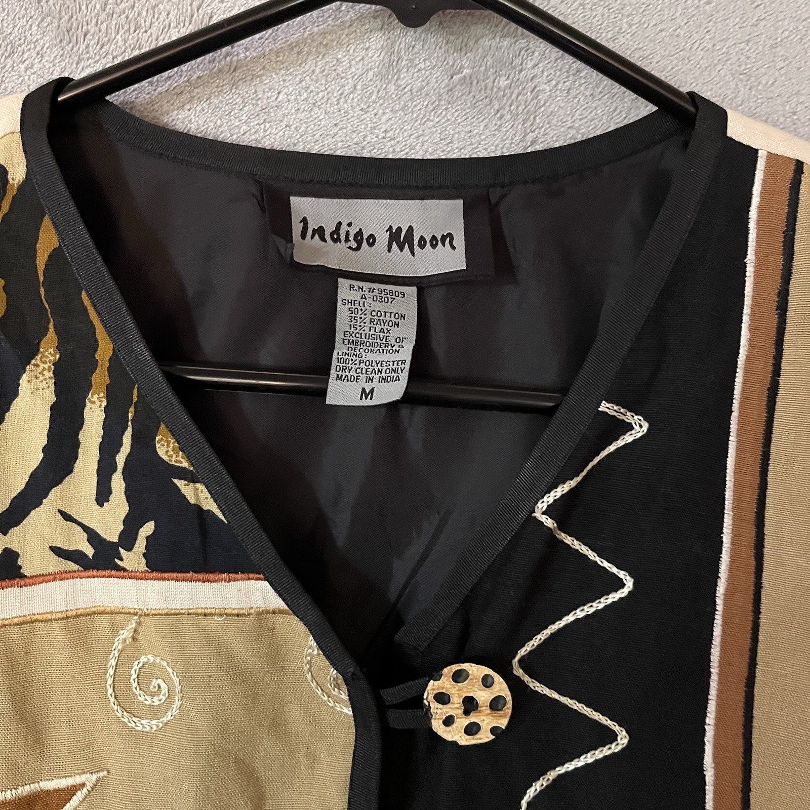 Indigo Moon Patchwork Bohemian Jacket Womens M Vt… - image 3