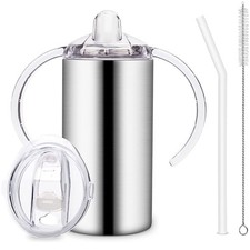 12oz Stainless Steel Sippy Cups for Toddlers with Handles, Spill Proof Double...