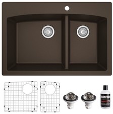 Karran USA QT-711-PK1 Quartz QT 33" Drop In Double Basin Quartz - Brown