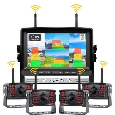 Wireless RV/trailer 7'' DVR monitor, 1080P rear view camera BSD  for Truck/Bus...