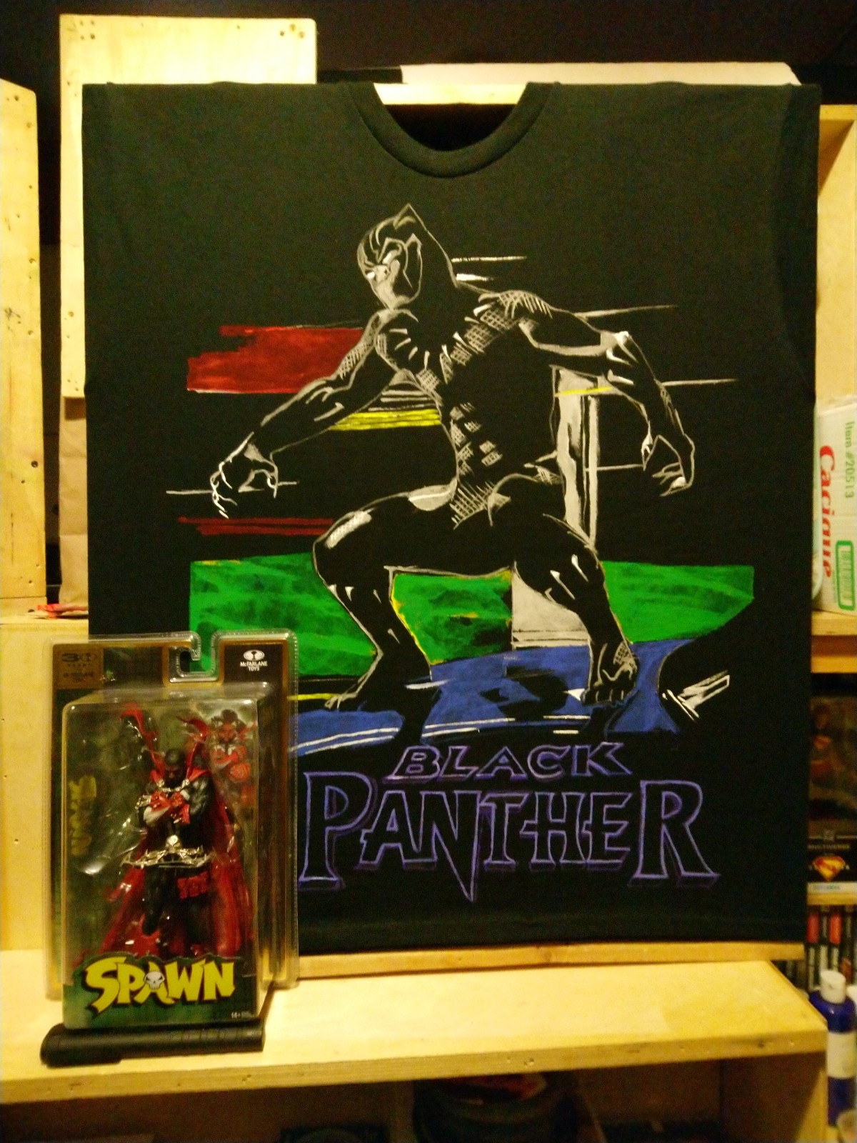 Spawn Mcfarlane toys Chadwick  Tribute and Black Panther Art XL t-shirt combo