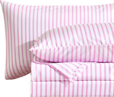 4Pieces Striped Sheets Set, Breathable King Sheet Set with 16" Deep Pocket,Moder