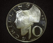 AUSTRIA 1973 10 SCHILLING .1543 ASW KM2882 SILVER CHOICE PROOF ~E47