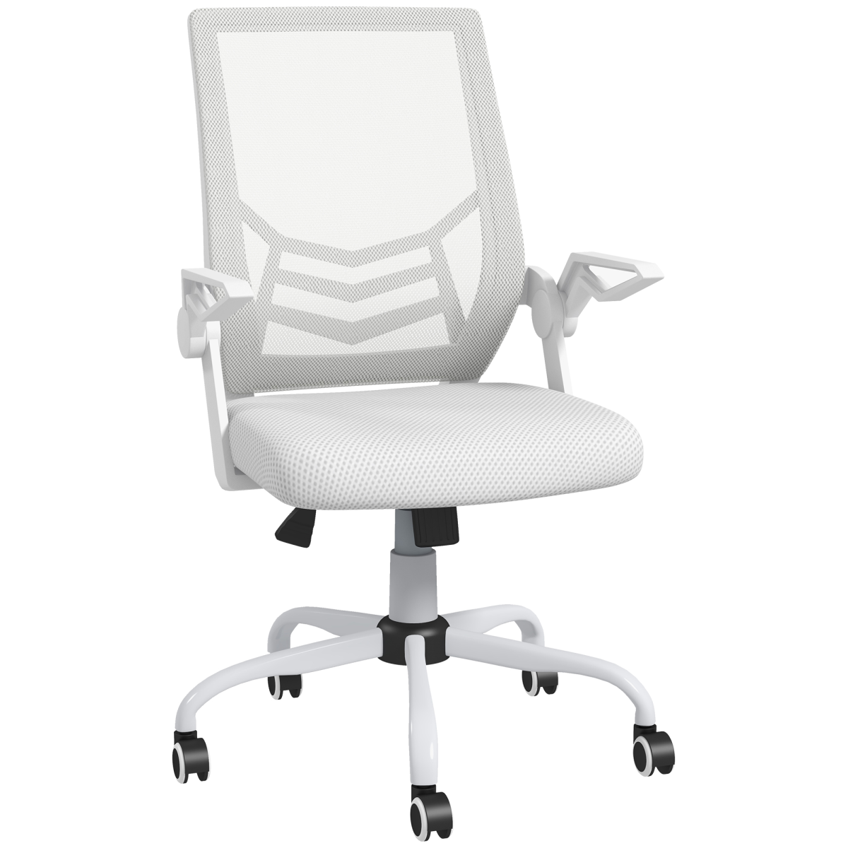 Vinsetto White Mesh Swivel Office Chair Task Computer Chair W/ Lumbar Support, - Image 3