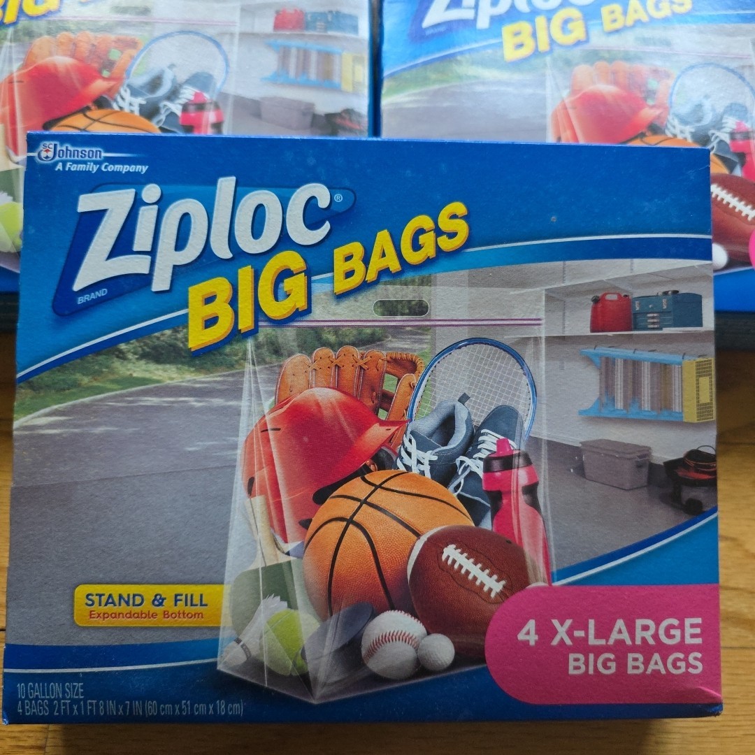 Ziploc 3 Boxes Big Bag 4 Count XL 10 Gallon Double Zipper Sturdy Handle X-large