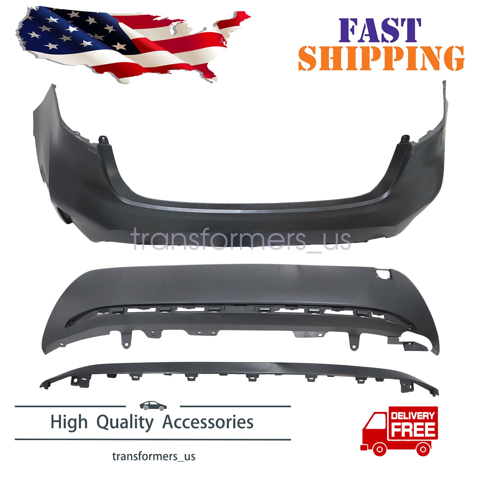 Rear Upper & Lower Bumper Cover For 2020 2021 2022 Toyota Corolla LE LXE 1.8L US