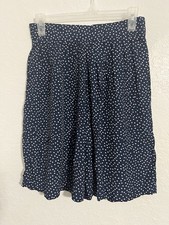 Vintage ORB Blue And White Polka Dot Midi Skirt/Skort Size S Rayon Pull On 504