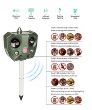 UK SALE Solar Animal & Pets Repeller Motion Sensor Bird Rat Possum Repellent