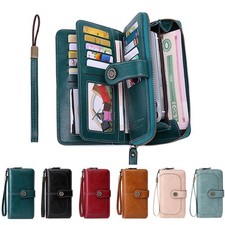 Womens Large Capacity Wallet RFID Blocking Leather Card Holder Clutch Handbag