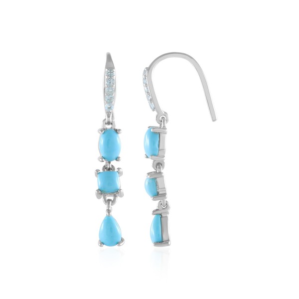 Cavill Sleeping Beauty TüRkis Ohrringe 2,36Ct Blau Topas 925 Silber Platin-image