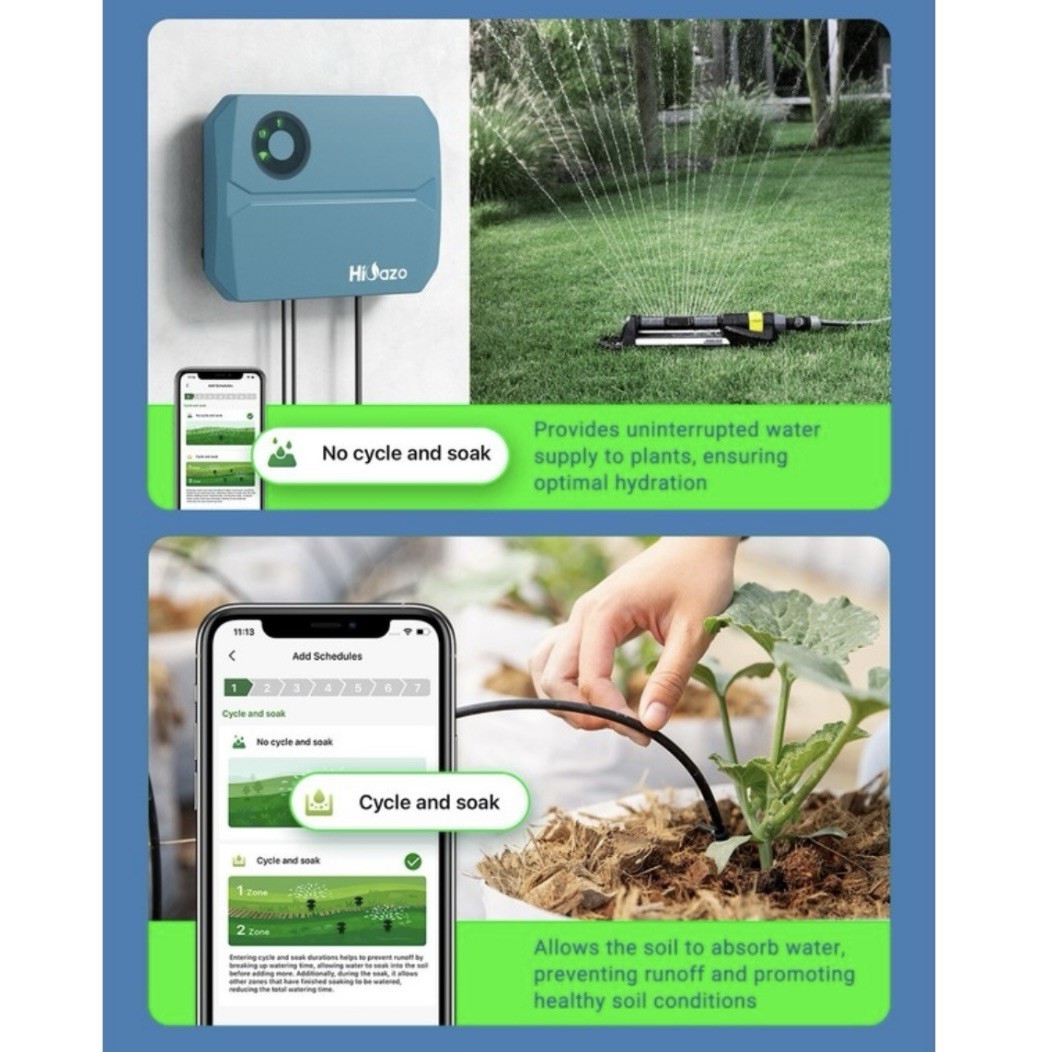 HiOazo WiFi Irrigation Controller 4-Zone Smart Remote Control & Monitoring