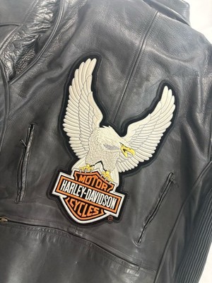 Harley-Davidson Black Genuine Leather Biker Jacket Size 52  Excellent Condition