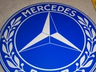 VINTAGE MERCEDES BENZ LUXURY CAR 11 3/4" PORCELAIN METAL SUV, GASOLINE OIL SIGN!