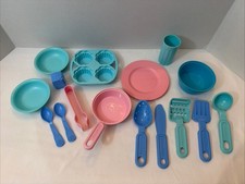 Fisher Price Fun With Food 4 in 1 Super Kitchen Set Lot Parts Pink Blue 3302