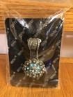 BHW Clip-On Brooch Decorative Gray Metal Blue Rhinestones Magnetic Clasp — photo 3