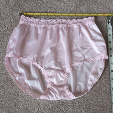 Vintage Adonna for JCPenney Pink Solid Nylon Brief Panties Lace Accent Size L