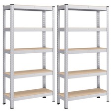 SONGMICS 5 Tier Shelving Unit Set of 2 Steel Shelving Unit for Storage Boltless