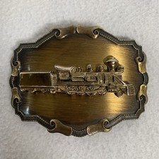 BRASS STEAM ENGINE BELT BUCKLE TRAIN Locomotive