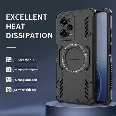 For XiaoMi RedMi Note 12 Pro 5G, Shockproof 4 Airbags Magnetic Hard Case Cover