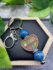 4.5 Stainless Steel Book Heart Acrylic Beaded Keychain Purse Backpack New C106