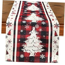 Buffalo Plaid Table Runner, Red, 13x72 Inch Christmas Tree