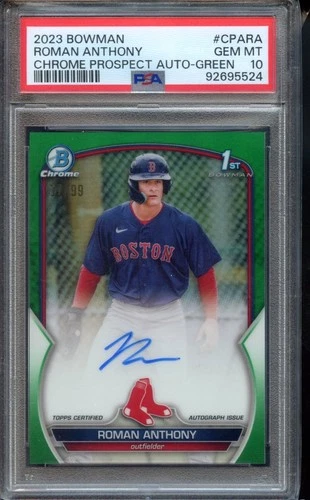 2023 Bowman Roman Anthony - 1st Prospect Auto - Green Refractor /99 - PSA 10