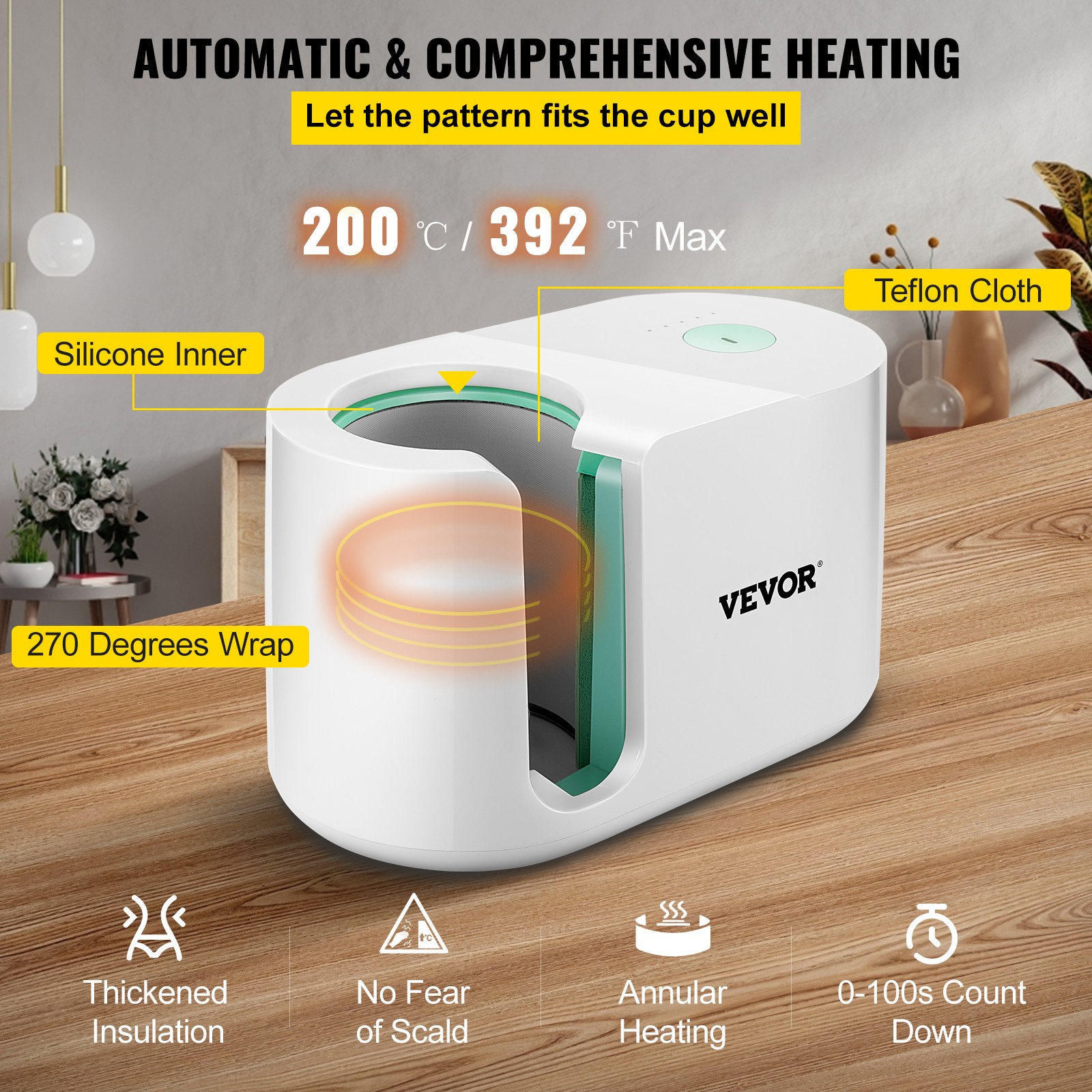 Machine sublimation de tasse 280W VEVOR pour impression 31-43 cl - 4