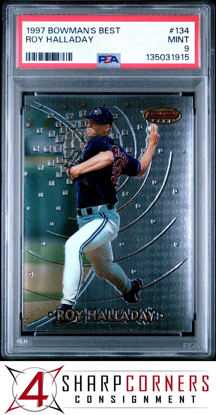 1997 BOWMAN'S BEST #134 ROY HALLADAY RC BLUE JAYS HOF PSA 9