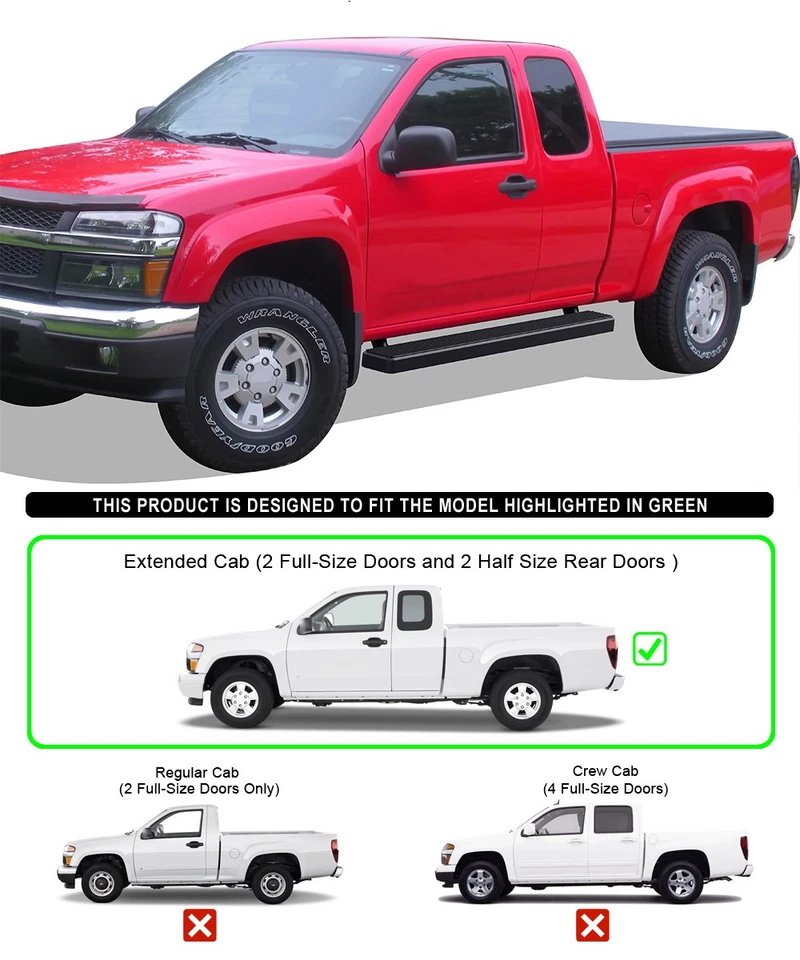 Barra lateral iBoard de acero negro de 5" apta para Chevy/GMC Colorado/Canyon 04-12 cabina extendida Foto 2 de 4