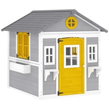 Wooden Playhouse with Doors Windows Plant Pots Boxes for 3-8 Years Grey