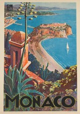 VINTAGE POSTER Monaco Art Deco Summer Holiday Advert Print A3 A4