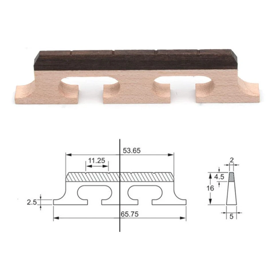 4-string Banjo Bridge Replacement Ebony and Maple - Image 3 of 3