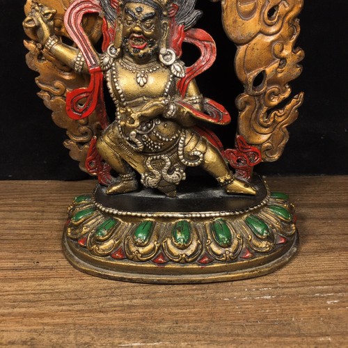 Pure copper painted Tibetan Buddha statue with great power and Vajra - Picture 6 of 9