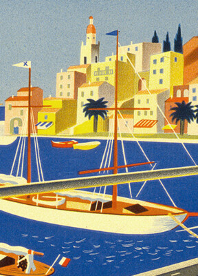 1947 Cote D'Azur French Riviera Vintage Style Travel Poster