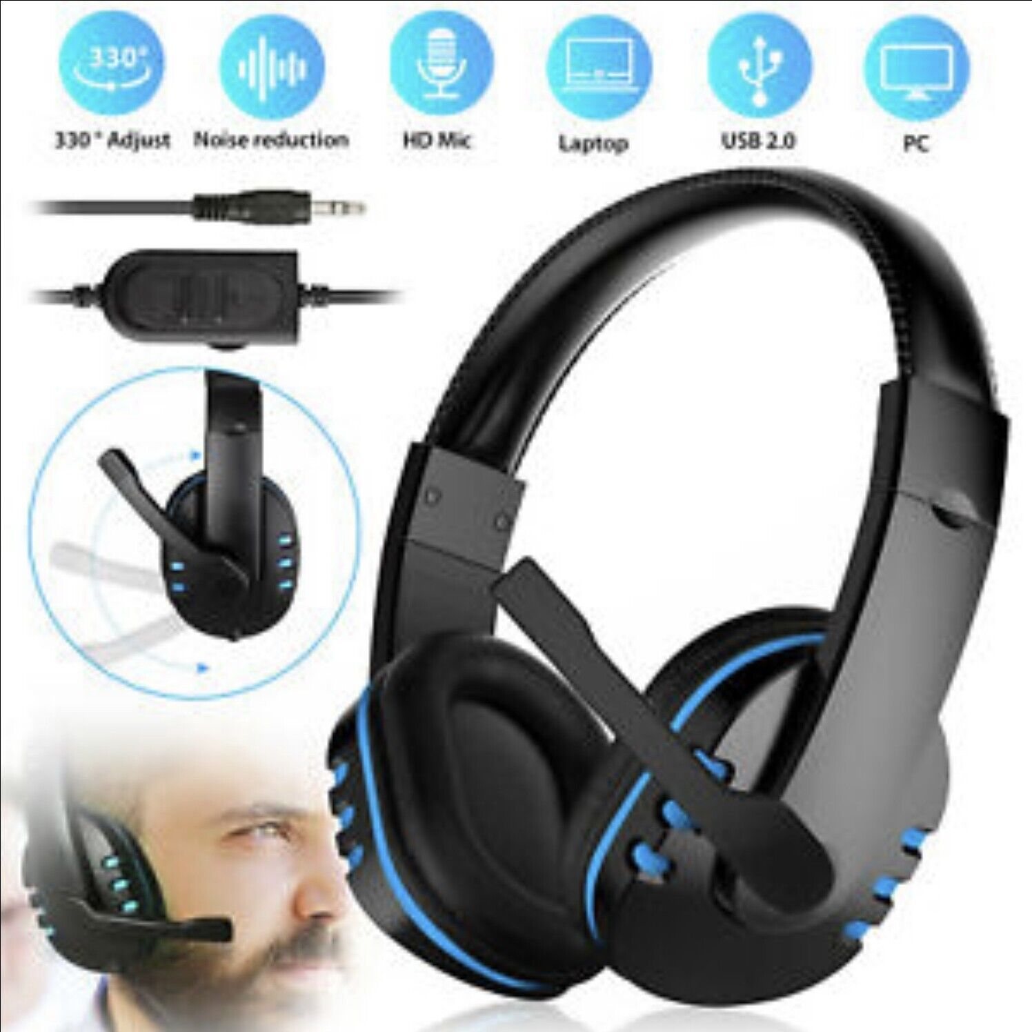 Auriculares plegables V6 Stero para videojuegos, cascos con micrófono para  Nintendo Switch, con cable de 3,5 MM, para PS4 y PC - AliExpress