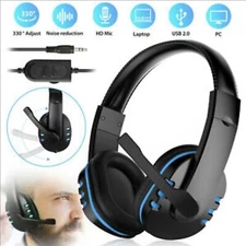 Gaming Headset with Mic for PS5 PS4 xBox Series X/S Switch PC, Wired 3.5mm Black