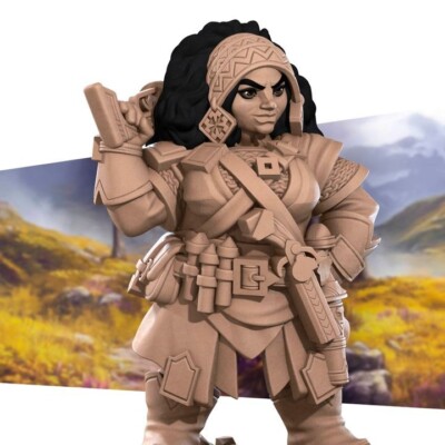 Bite the Bullet Fantasy Miniatur Figur: weiblicher Zwerg Revolverheld