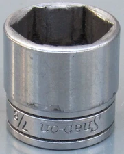 SNAP-ON TOOLS, 7/8" SAE, 3/8" DRIVE, CHROME SHALLOW SOCKET, 6 POINT, FS-281