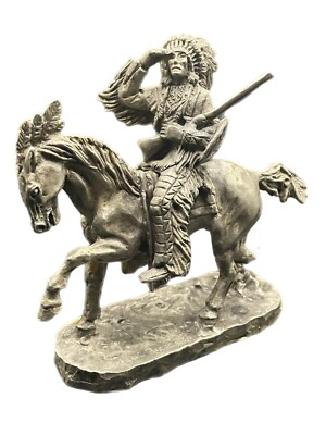Sunglo Design '94 Denicolo Frederick Remington Cast Pewter Native American Horse