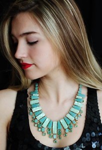 Authentic Huge $328 Aqua Kate Spade NY 14K Gold- Plated Beach Glass Gem Statement Necklace