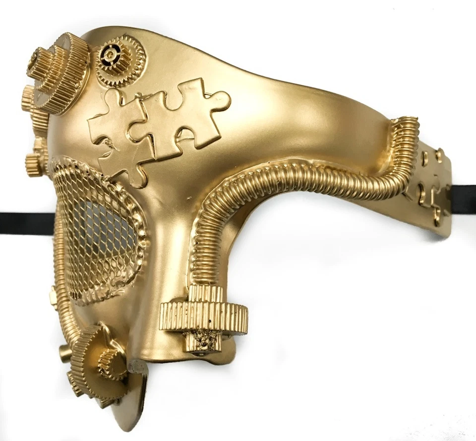 ALL Gold Steam Punk  Phatom Opera Theatre Mardi Gras Masquerade Mask! - Image 4 of 4