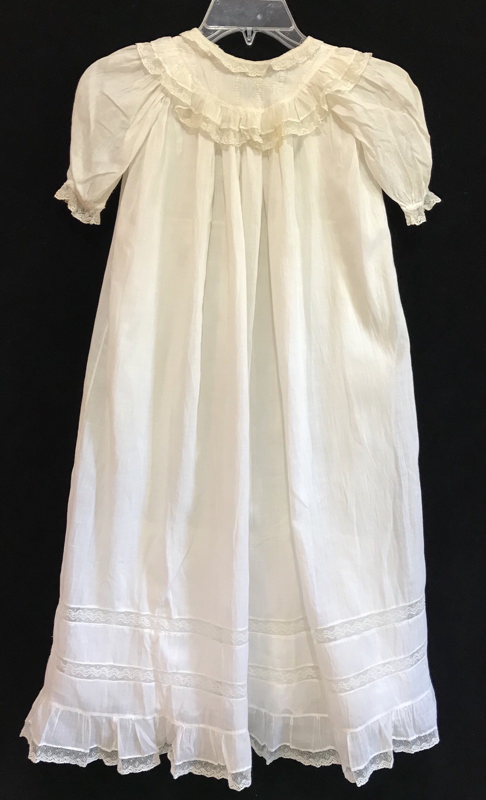 Antique Handmade Christening Gown w/ Lace & Floral Em… Gem