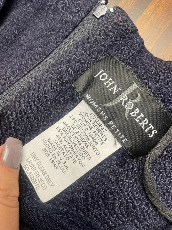 Vestido John Roberts, para mujer talla grande 18W, azul marino, hasta la rodilla Foto 4 de 4