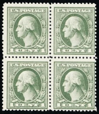 536, Mint NH Block One Cent Washington FRESH! CV $180.00 -- Stuart Katz