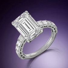 Emerald Cut Diamond Engagement Ring IGI Lab Created 3.10 Ct 950 Platinum E F VS