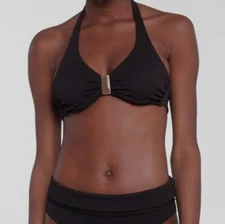 $123 Melissa Odabash Women's Black Provence Halter Bikini Top Swimwear Size 12