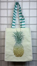Small Joann Go Green Reusable Shopping Bag PINEAPPLE Stripes Preowned