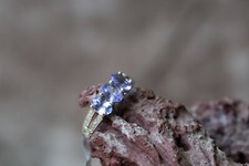 AA+ Tanzanite & Diamond 9k White Gold Ring