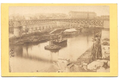 Foto CDV Brest Drehbrücke und Militärhafen um 1875 Andrieu Paris