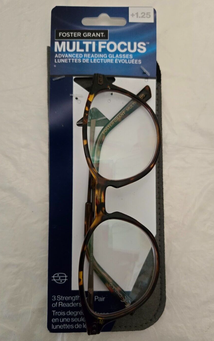 Foster Grant Multifocus Reading Glasses +1.25 Mckey 49[]18-140 MF Tortoise